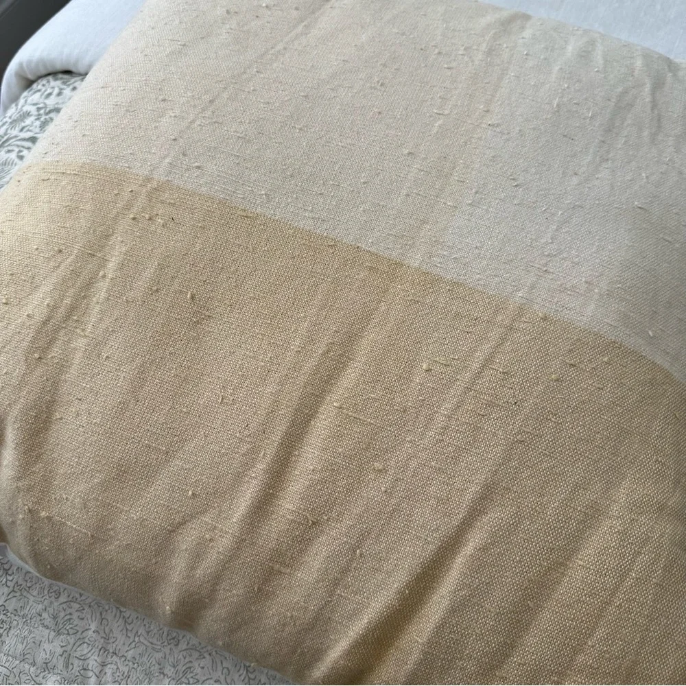 Yellow & White Contrast Linen Throw Pillow- 24 x 24 Threshold - Spring / Summer
